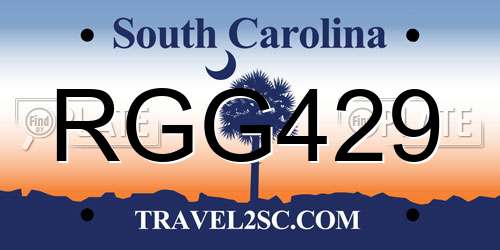 RGG429 South Carolina License Plate