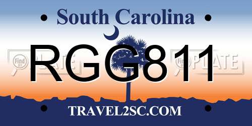 RGG811 South Carolina License Plate