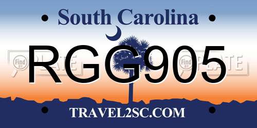 RGG905 South Carolina License Plate
