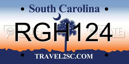 RGH124 South Carolina License Plate