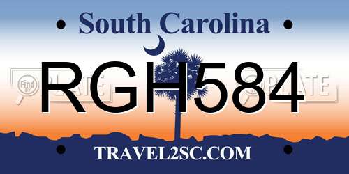 RGH584 South Carolina License Plate