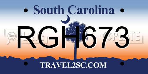 RGH673 South Carolina License Plate