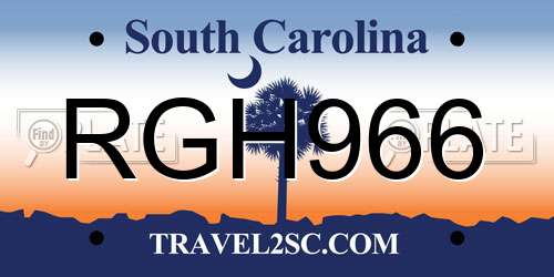 RGH966 South Carolina License Plate