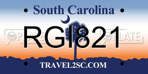 RGI821 South Carolina License Plate