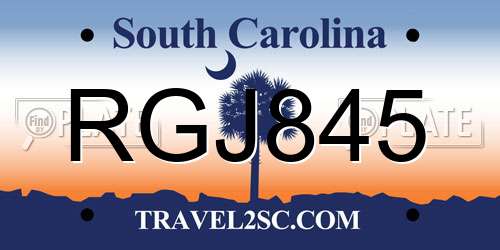 RGJ845 South Carolina License Plate