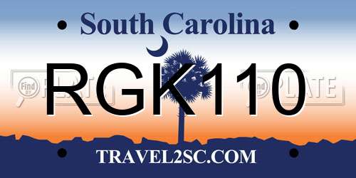 RGK110 South Carolina License Plate