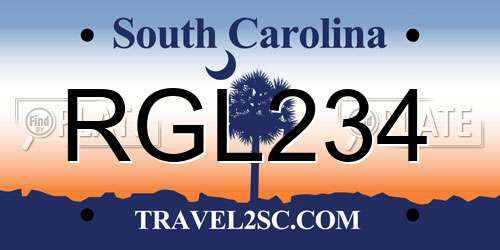 RGL234 South Carolina License Plate