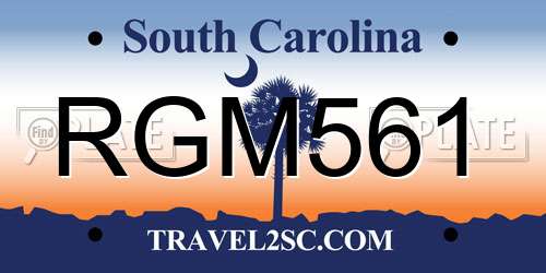 RGM561 South Carolina License Plate