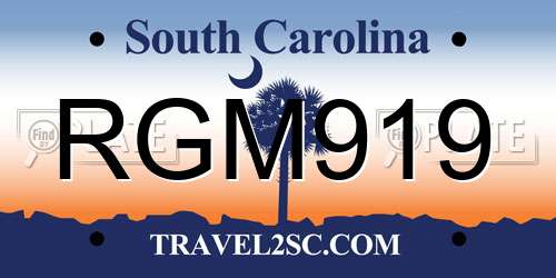 RGM919 South Carolina License Plate