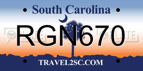 RGN670 South Carolina License Plate