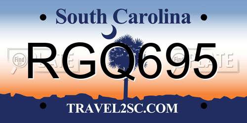 RGQ695 South Carolina License Plate