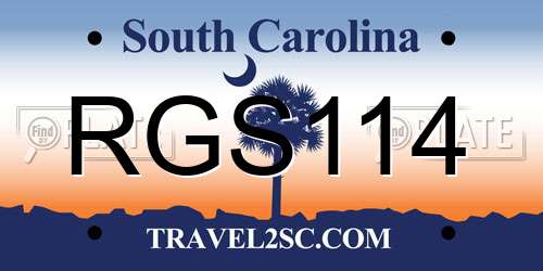 RGS114 South Carolina License Plate