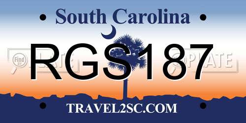 RGS187 South Carolina License Plate