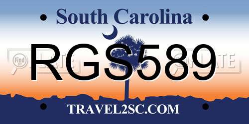 RGS589 South Carolina License Plate