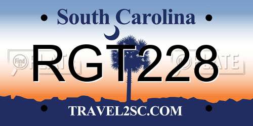 RGT228 South Carolina License Plate