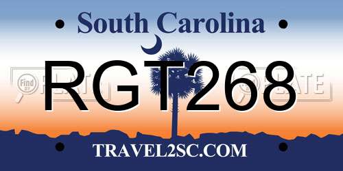 RGT268 South Carolina License Plate
