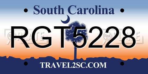 RGT5228 South Carolina License Plate