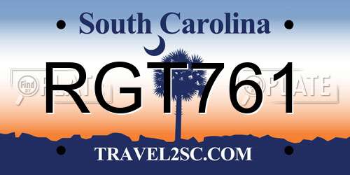 RGT761 South Carolina License Plate