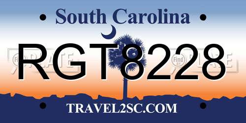 RGT8228 South Carolina License Plate