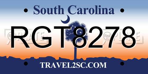 RGT8278 South Carolina License Plate
