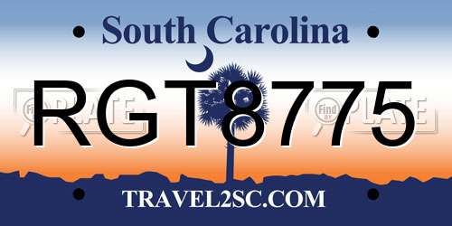 RGT8775 South Carolina License Plate