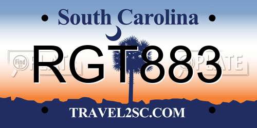 RGT883 South Carolina License Plate