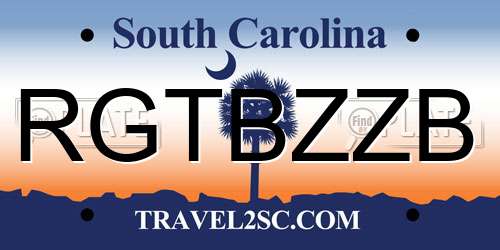 RGTBZZB South Carolina License Plate