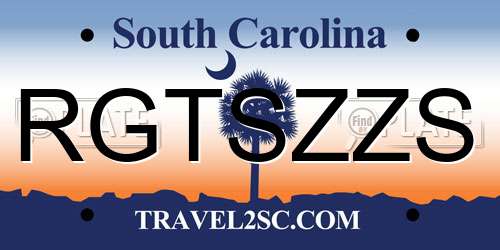 RGTSZZS South Carolina License Plate