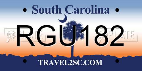 RGU182 South Carolina License Plate