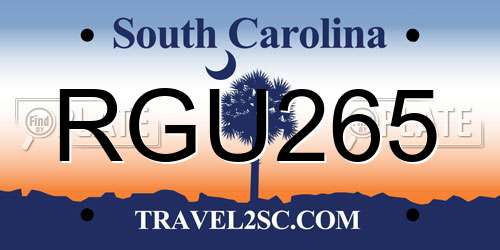 RGU265 South Carolina License Plate