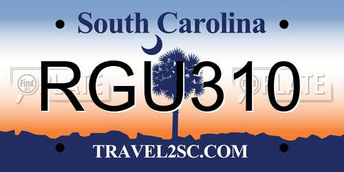 RGU310 South Carolina License Plate
