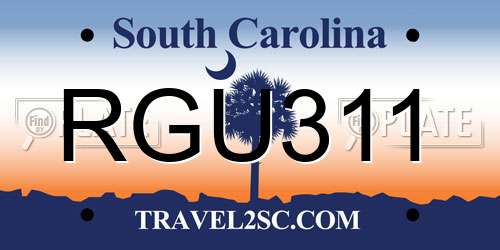 RGU311 South Carolina License Plate