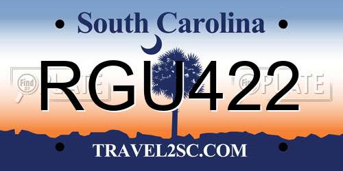 RGU422 South Carolina License Plate