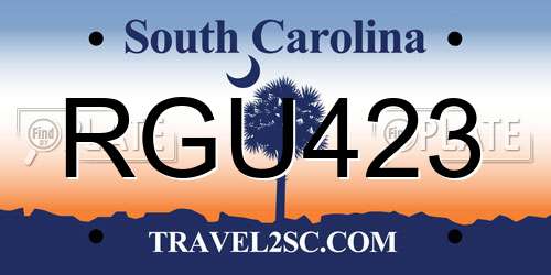 RGU423 South Carolina License Plate