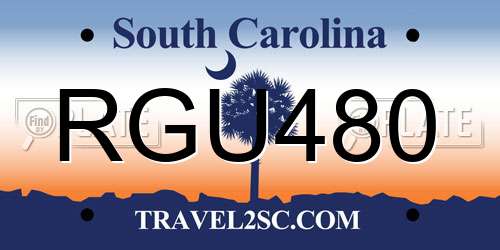 RGU480 South Carolina License Plate