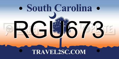 RGU673 South Carolina License Plate