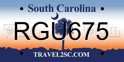 RGU675 South Carolina License Plate