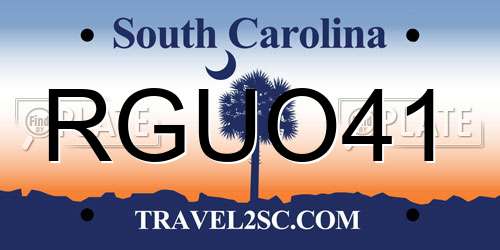 RGUO41 South Carolina License Plate
