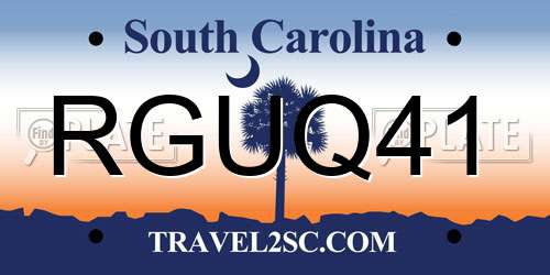 RGUQ41 South Carolina License Plate