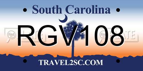 RGV108 South Carolina License Plate