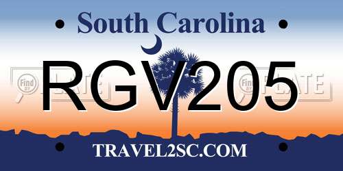 RGV205 South Carolina License Plate