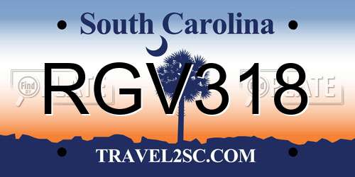 RGV318 South Carolina License Plate