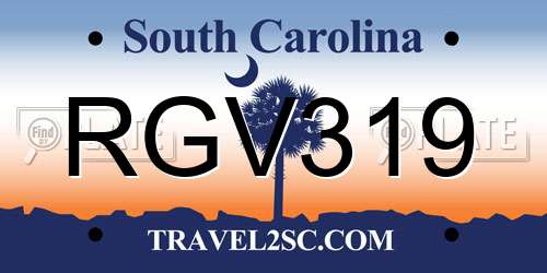 RGV319 South Carolina License Plate