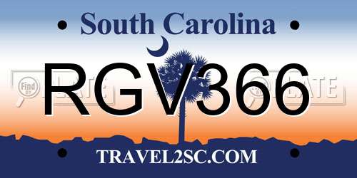 RGV366 South Carolina License Plate