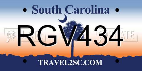 RGV434 South Carolina License Plate