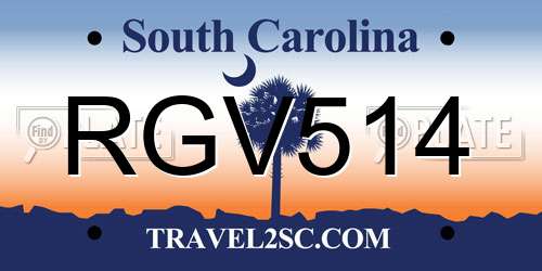 RGV514 South Carolina License Plate