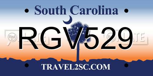 RGV529 South Carolina License Plate