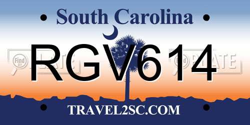 RGV614 South Carolina License Plate