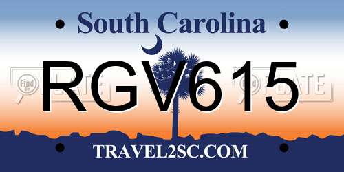 RGV615 South Carolina License Plate