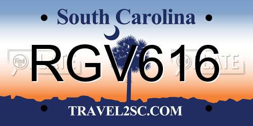 RGV616 South Carolina License Plate